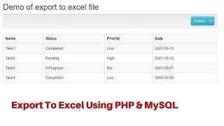 Export To Excel Using PHP & MySQL | Export Excel Using AJAX