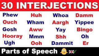 30 Interjections in English - Parts Of Speech Vocabulary with Examples