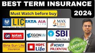 Best Term Insurance 2024|LIC|HDFC|ICICI|TATA|SBI|Bajaj|Max|Birla Life insurance Review in Hindi