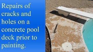 How to fix cracks and holes on a concrete pool deck.