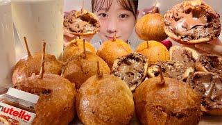 ASMR Deep Fried Nutella【Mukbang/ Eating Sounds】【English subtitles】