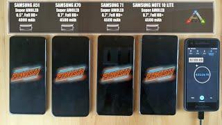 Samsung A71 vs Samsung A51 vs Samsung Note 10 Lite vs Samsung A70 Battery Drain Test | 100% to 0%