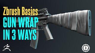 Zbrush Basics - How To Make Gun Wraps with Topology brush, Zmodeler and Curve brush