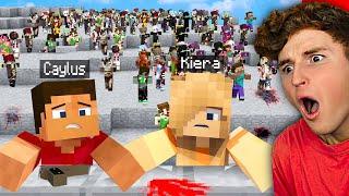 Massive ZOMBIE HOARD Chases Us In MINECRAFT.. (HELP)