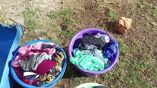 Village Woman's Rural Life: Cleaning Clothes By Stream