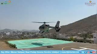 Landing of Helicopter H145 D3 Twin Engine (MERCEDES BENZ INTERIOR) Landing at #mewarhelipad #airbus