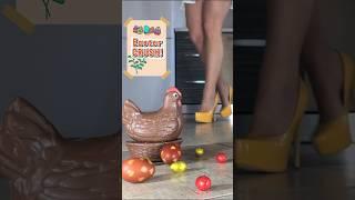 Pea vs. Easter Eggs! Oddly Satisfying High Heels Crushing Food! ASMR