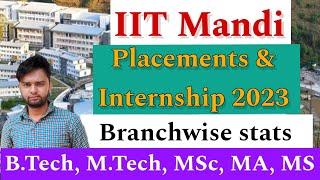 IIT Mandi Placements 2023 | Branchwise All Courses stats | Internship & Higher Education
