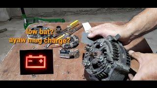 how to repair not charging alternator on gasoline car...