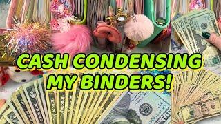 CASH CONDENSING MY SAVINGS CHALLENGE BINDERS! TAKE A LOOK IN MY BINDERS!