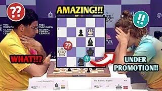 Magnus UNDERPROMOTES To KNIGHT And SHOCKS Vishy Anand!!|| Global Chess League