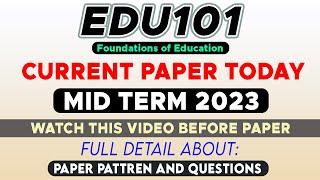 EDU101 Midterm Currently Paper 2023 | Edu101 Midterm Paper 2023 | The Merciful Academy