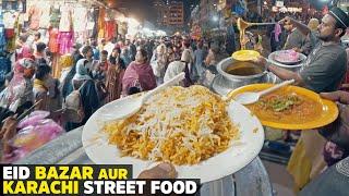 Eid Bazar aur Street Food in Karachi | Shopping at Hyderi Market | Bun Kebab, Biryani, Haleem & More