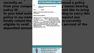 Sample Letter For Refund Of Money From Insurance Company | Letter to Insurance Company for Refund