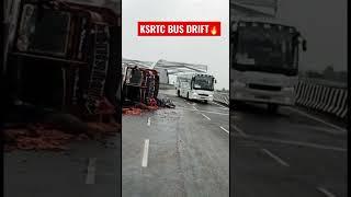 KSRTC BUs Drifting on wet road #drift #bus #accident #truck #india #road #miss #escape #lucky #fun
