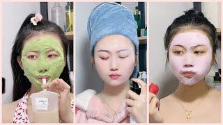 The skincare steps of a beautiful Chinese girls 