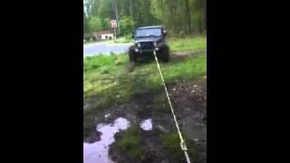 Unstucking a sunk jeep