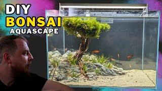 I made a BONSAI tree for my aquarium! Aquascape tutorial.