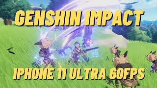 Genshin Impact on iPhone 11 A13 Bionic chip (256GB) Max settings 60 FPS