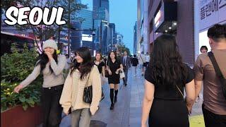 Gangnam Street Walking Tour. Seoul City Korea 4k City Tour