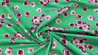 Хлопок для платья - цветы на ярком зеленом фоне