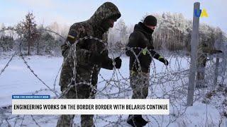 Ukrainian border guards erect iron fence on the Belarus border