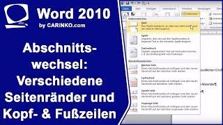 Word 2010 Abschnittswechsel: Verschiedene Seitenränder, Kopf- & Fußzeilen im Dokument - carinko.com