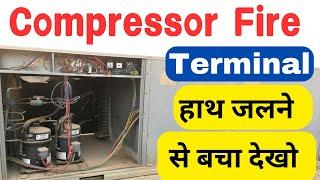 Compressor fire live watch how safety work package AC compressor terminal spark  AC Repair Learn