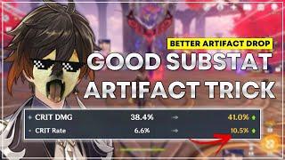 Good Substat Artifact Trick ( Better Artifact Drop ) - Genshin Impact