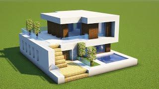 How to Build a MODERN HOUSE with POOL! (Minecraft) EASY - Tutorial