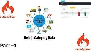 Delete Category Data from Database in School Management System||Project||Tutorial||codeigniter.