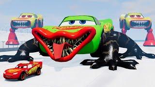 Epic Escape From Lightning McQueen Eater Monsters in BeamNG.Drive! Insane Crashes & Stunts