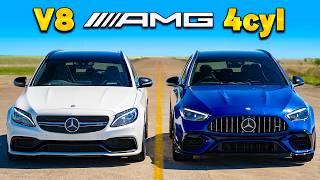 Кто победит в заезде: новый 4 цилиндровый C63 или же старый C63 с V8?