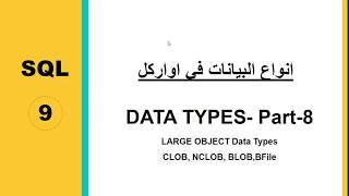 9- Oracle data types part 8 LOB data types انواع البيانات في اوراكل