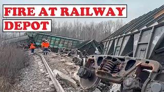 STRIKE ON ENEMY’S LOGISTICS: RAILWAY EXPLODES IN MOSCOW OBLAST, FREIGHT TRAIN IS DESTROYED || 2024