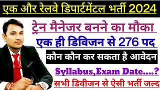 Railway Departmental Train Manager Vacancy 2024 | जाने कौन कौन कर सकता है आवेदन | Syllabus,Exam date