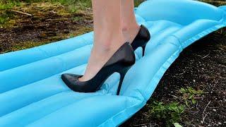 Inflatable mattresses high heels stomp and crush, high heels crush inflatable, shoes crush (# 1423)