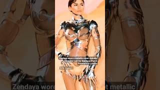 Zendaya futuristic fashion robot suit in Dune part 2 premiere in London with Timothee Chalamet