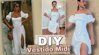 DIY VESTIDO MÍDI COM MANGA BUFANTE| DIY DRESS