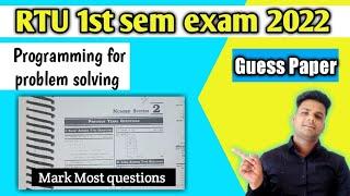 RTU 1st sem programming for problem solving most questions | RTU Exam Update