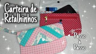 Como fazer Carteira com retalhinhos | Carteira porta celular com porta cartões sem viés| DIY |