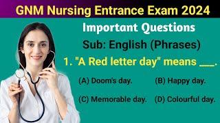 GNM Entrance Exam MCQ | Sub: English | GNM Entrance Exam 2024 | GNM Entrance Exam Question Paper.