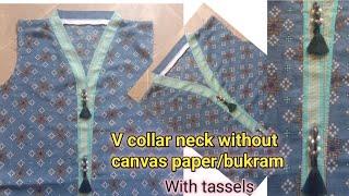 V collar neck design cutting and stitching || overlap neck|| chines neck without bukram