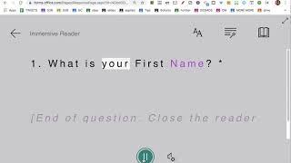 Immersive Reader in Microsoft Forms