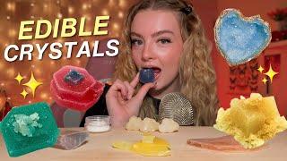 ASMR eating edible CRYSTAL CANDY  mukbang with crunchy eating sounds