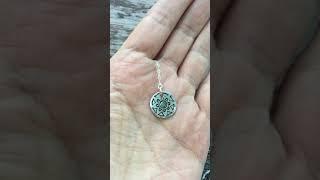 Suryanamaskaram Small Round Silver Pendant ~ Yoga Jewelry