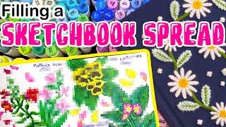 Filling a Sketchbook Spread with PLANTS! | Ohuhu Marker Art