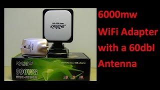 6000mw WiFi Adapter with a 60dbI Antenna