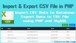 Import and Export CSV File using PHP and MySQL