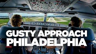 A330 approaching GUSTY Philadelphia | Cockpit Footage